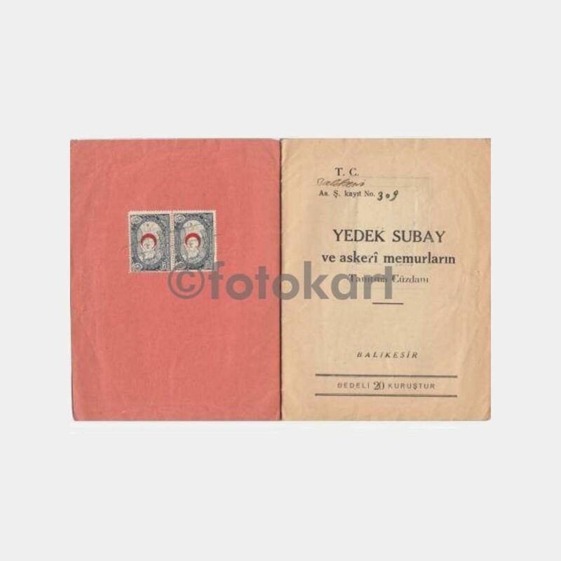1938 Balıkesir Askeri Memur Tanıtma Cüzdanı