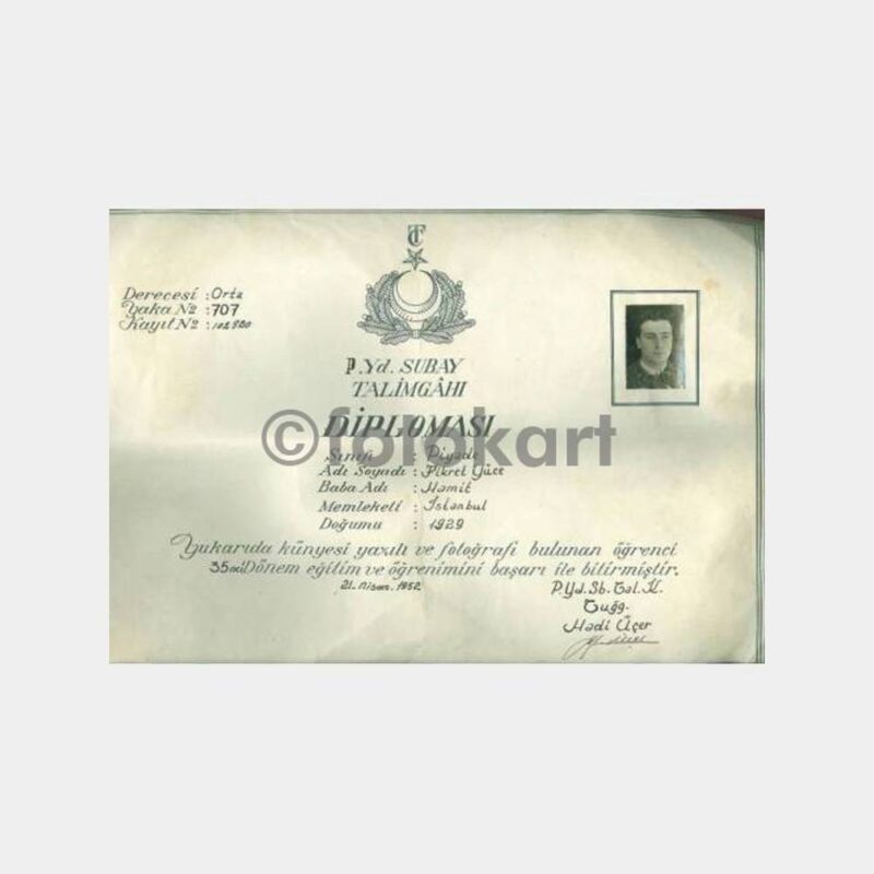 1952 Yedek Subay Piyade Diploması