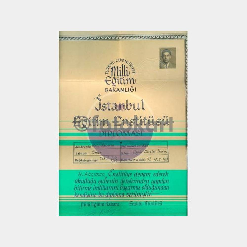 1948 İstanbul Eğitim Enstitüsü Diploması