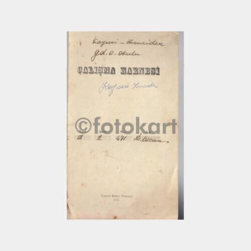 1941-42 Kayseri Zencidere Okulu Karnesi