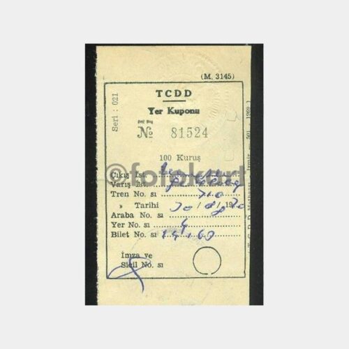 1970 TCDD Kayseri Çıkış Tren Yer Kuponu