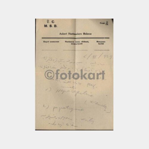1949 Askeri Hastane Doktor Reçetesi