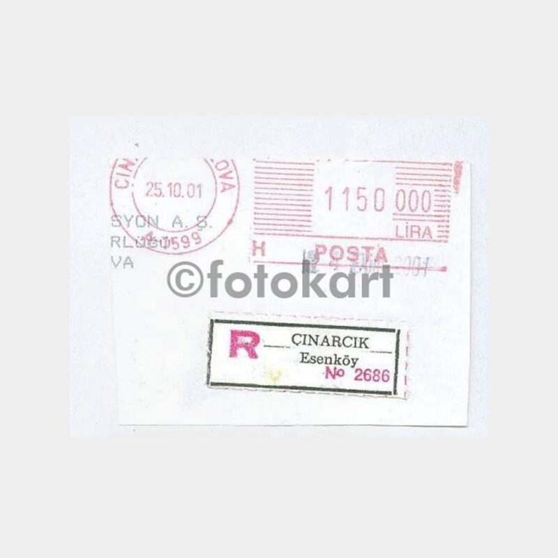 2001 Yalova Çınarcık Esenköy Taah. Etiketi
