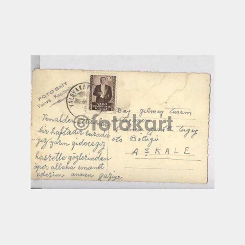 1952 Yalova Kaplıcaları Damgalı Nadir Kartpostal - Görsel 2