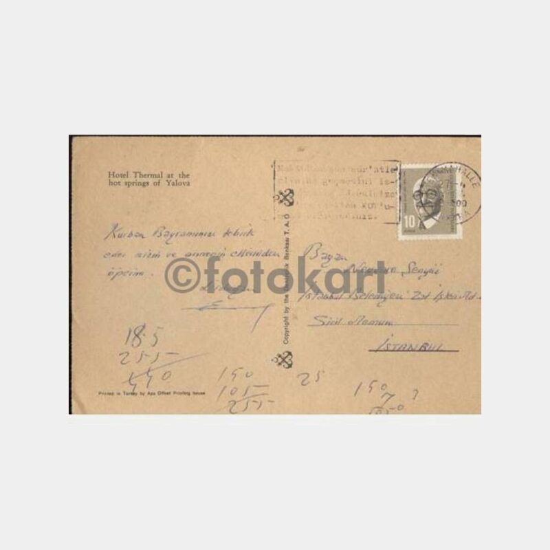 1968 Yalova Termal Konulu Kartpostal - Görsel 2