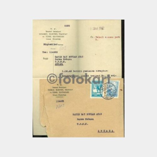 1947 Beyoğlu İETT Müdürlüğü Yazısı - TBMM Damga