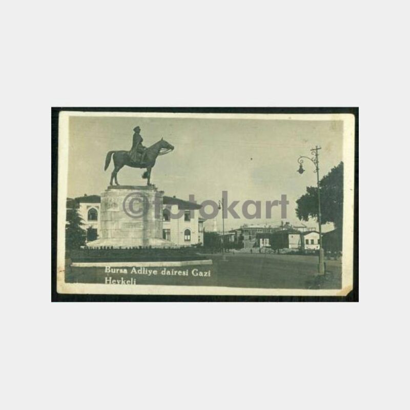 1933 Bursa Gazi Heykeli Görünüş Kartpostal