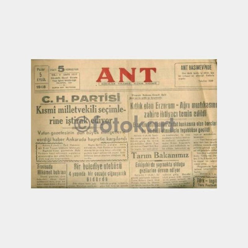 1948 Bursa Ant Gazetesi