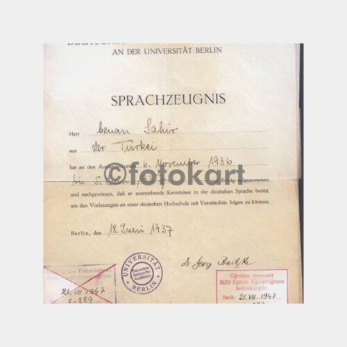 1937-1939 Almanya Türk Öğrenci C. Sahir 3 Adet Yabancı Diploma