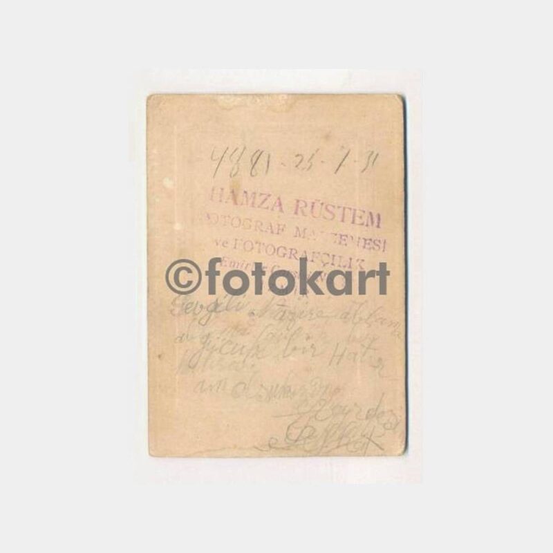 1931 İzmir Hamza Rüstem Stüdyo Kabinet Fotoğraf - Görsel 2