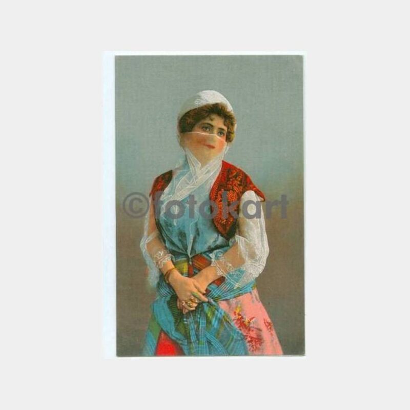 1900 Türk Kadını Konulu Yeni Baskı Tebrik Kartı