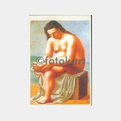 Ressam Pablo Picasso Oturan Kadın Tablo Kartı