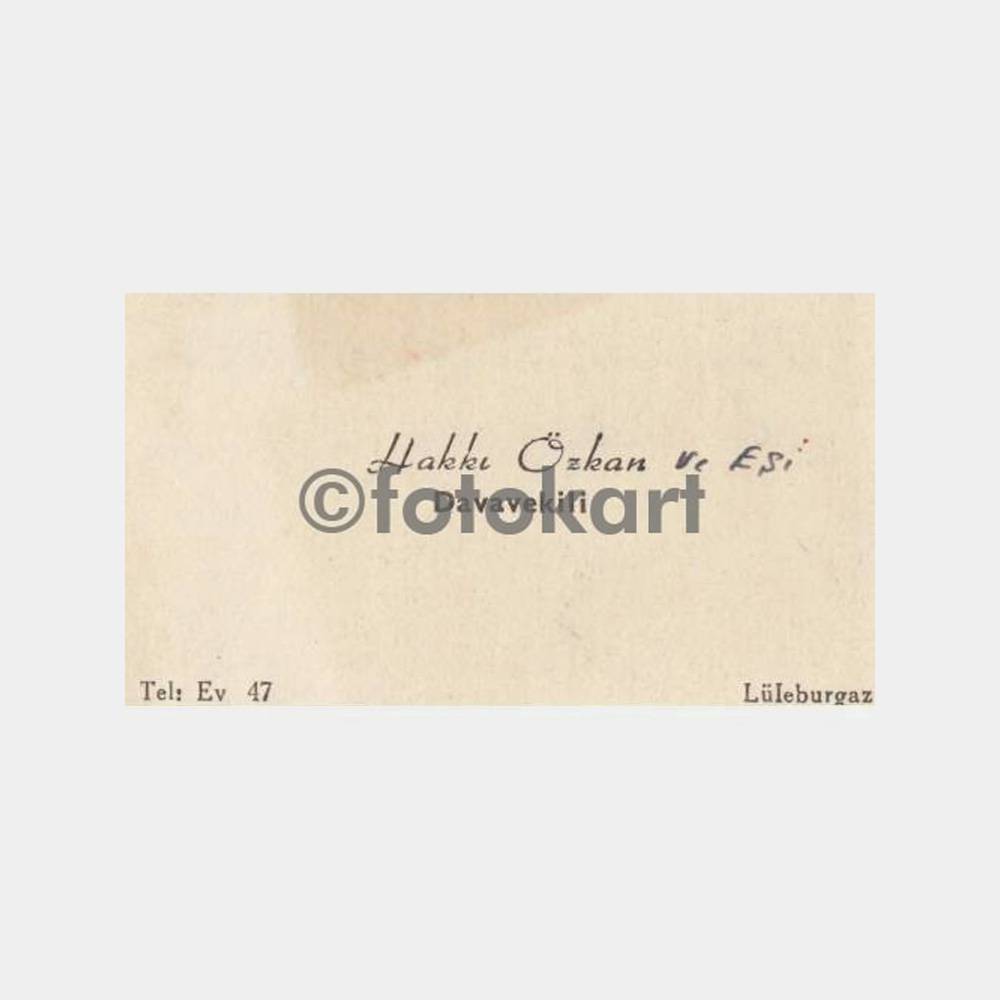 1964 Lüleburgaz Hakkı Özkan Dava Vekili Kartvizit