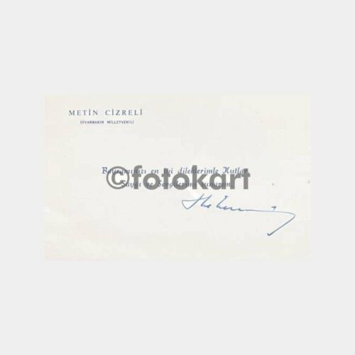 1965 TBMM Üyesi Metin Cizreli Tebrik Kartı