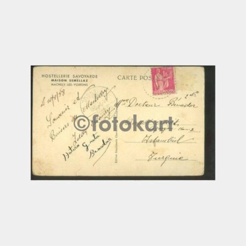 1938 Asmalımescit Doktor Benador Adresli Kart