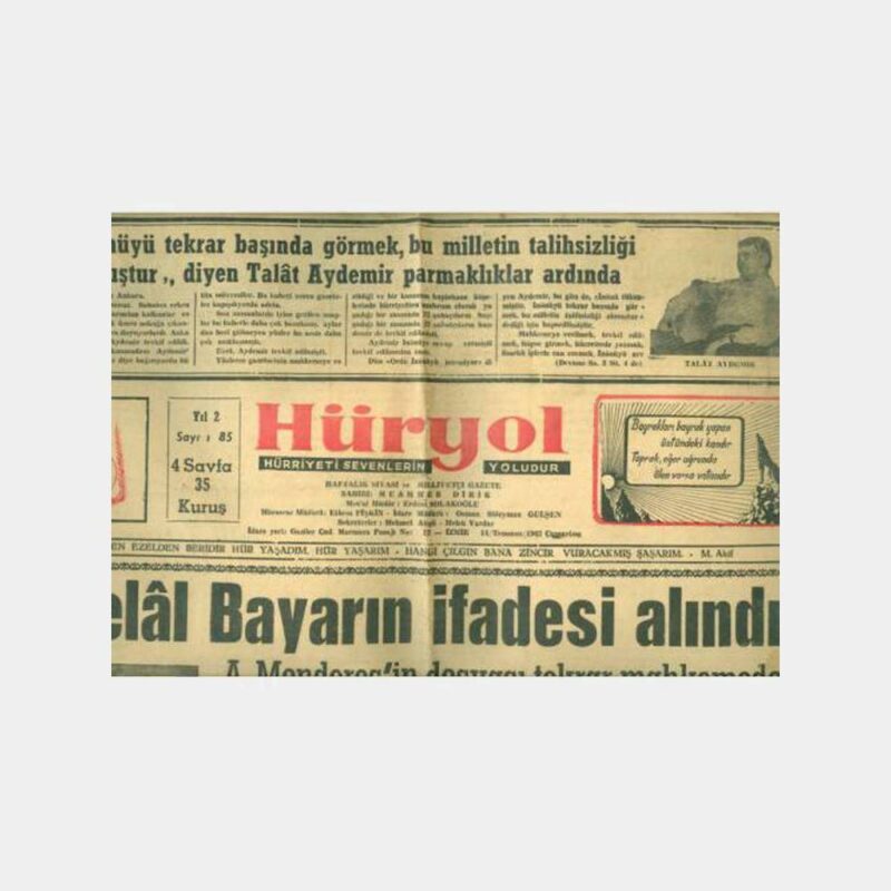 1962 İzmir Ülkücü Hüryol Gazetesi