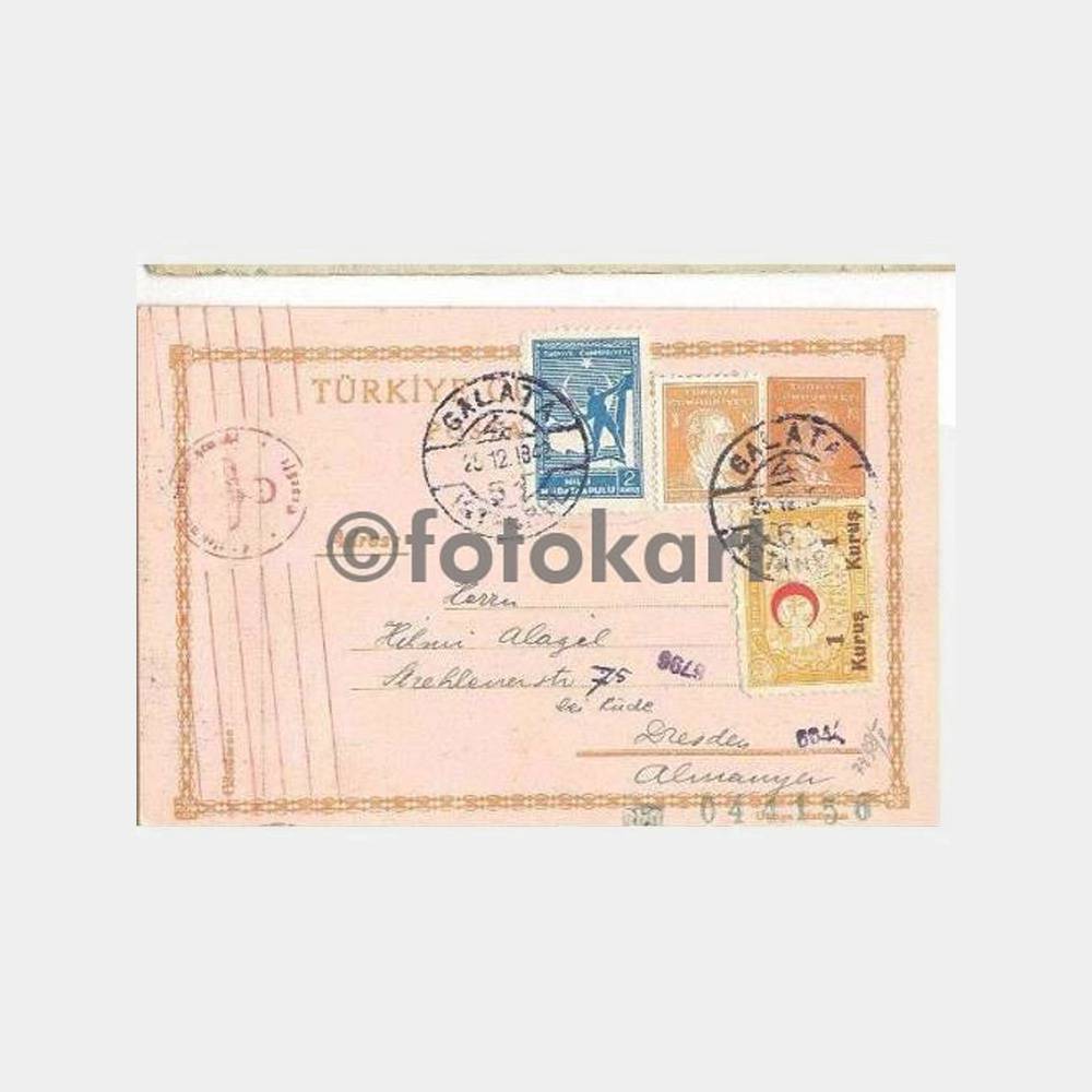 1942 Galata Çıkış Almanya Varış Antiye-Posta Kartı