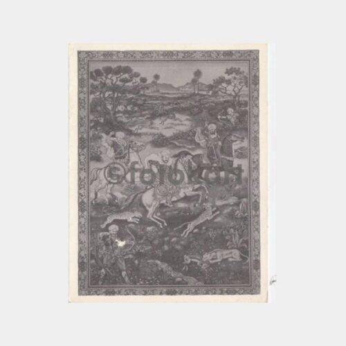 1970 Avcılık Figürlü Minyatür Resimli Tebrik Kartı