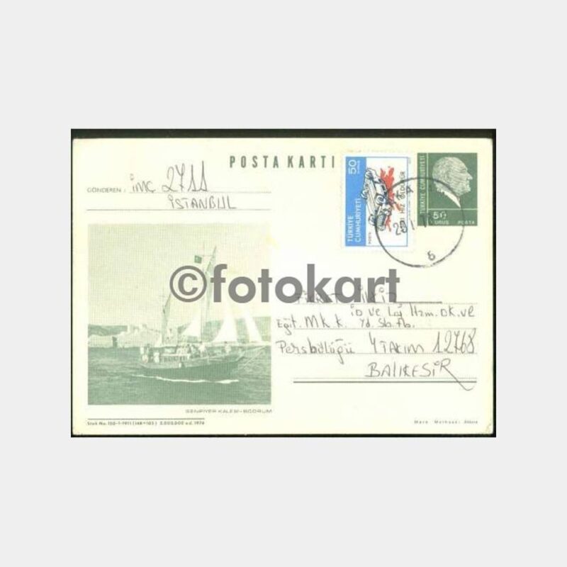 1974 Bodrum Senpiyer Kalesi Posta Kartı Antiye