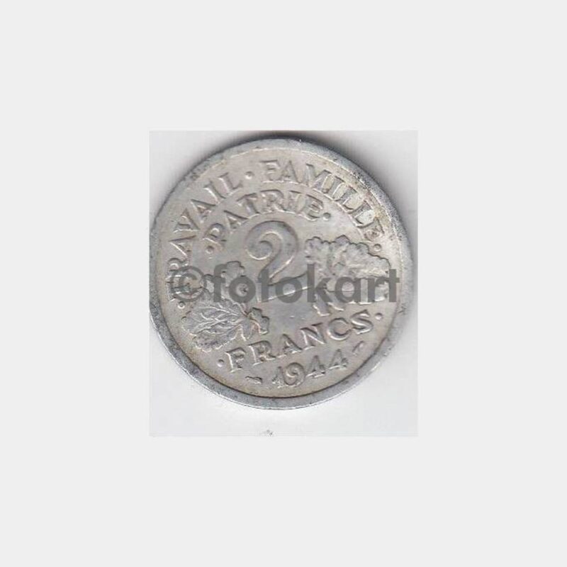 1943 Fransa 2 Fr Madeni Yabancı Para