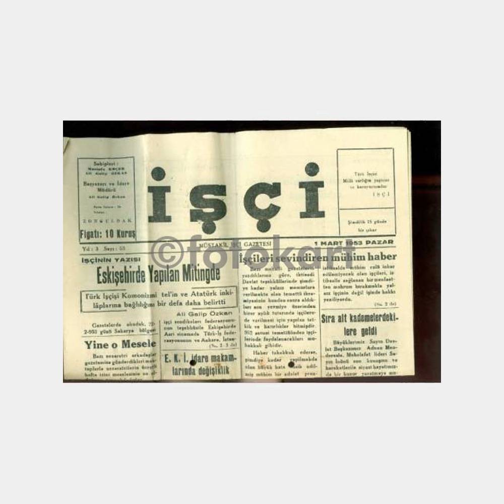 1953 Zonguldak İşçi Gazetesi