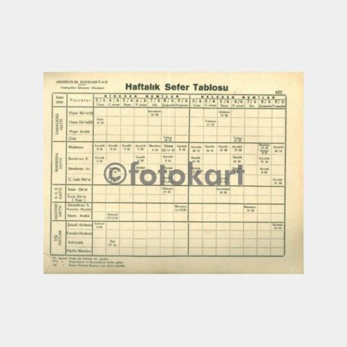 1960 Denizyolları Gemi Sefer Tarifesi