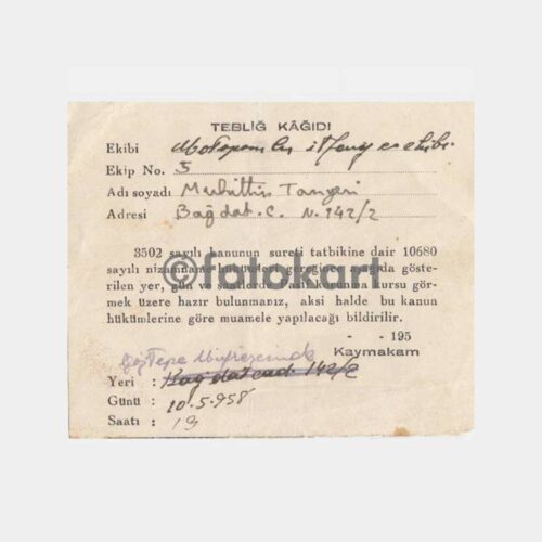 1958 Göztepe Pasif Korunma Kursu Tebliği