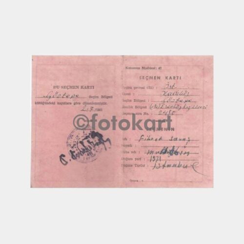 1961 Göztepe -Damgalı- Seçmen Kartı