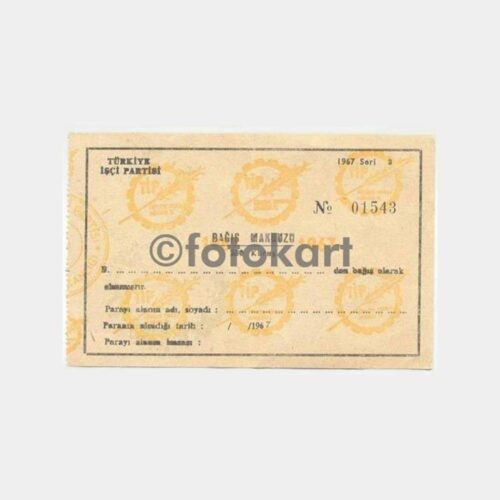 1967 Türkiye İşçi Partisi Bağış Makbuzu