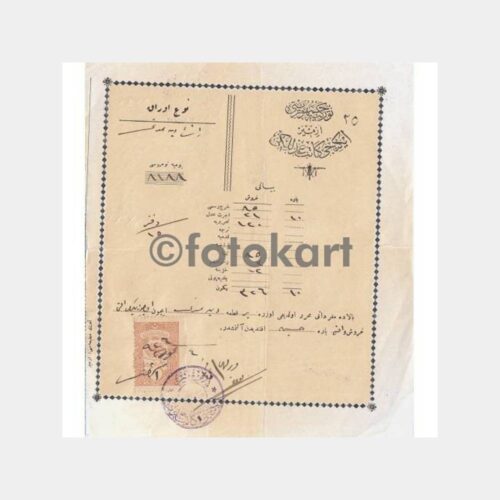 1926 Osmanlıca Pullu Damgalı Makbuz