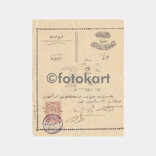 1926 Osmanlıca Pullu Damgalı Makbuz