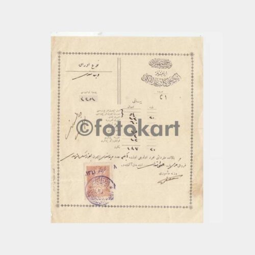 1926 Osmanlıca Pullu Damgalı Makbuz