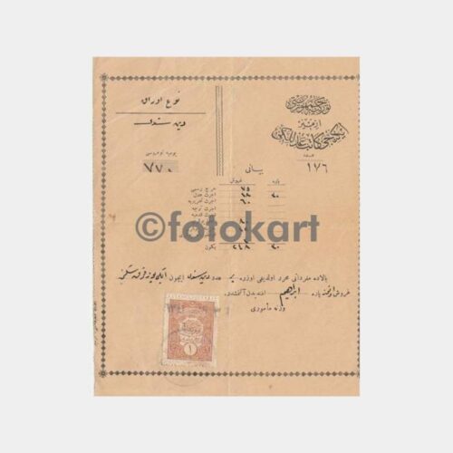 1926 Osmanlıca Pullu Damgalı Makbuz