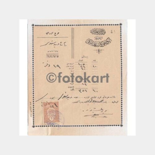 1926 Osmanlıca Pullu Damgalı Makbuz