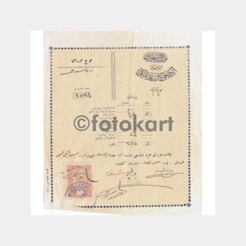 1926 Osmanlıca Pullu Damgalı Makbuz