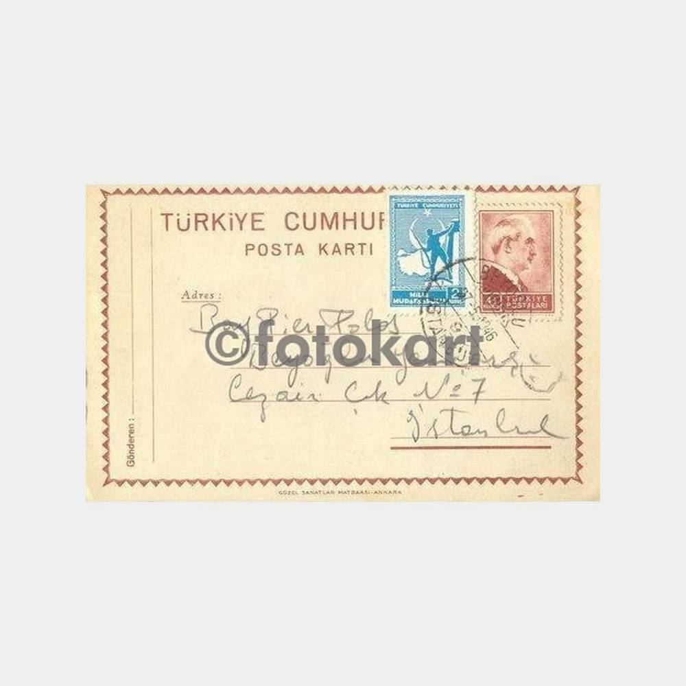 1946 Beyoğlu Damgalı Antiye Posta Kartı