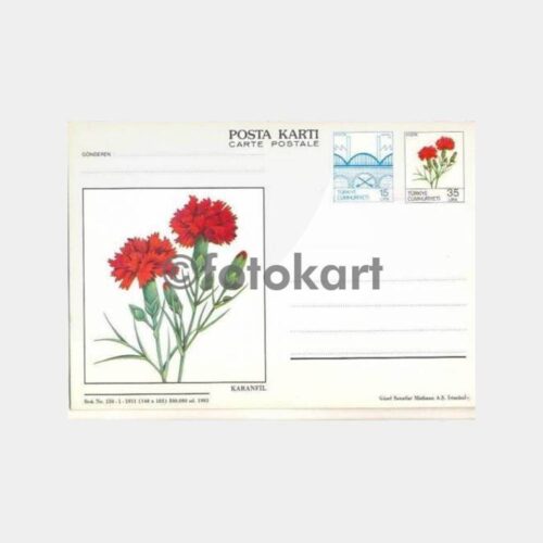1983 Çiçek Resimli -Karanfil- Posta Kartı