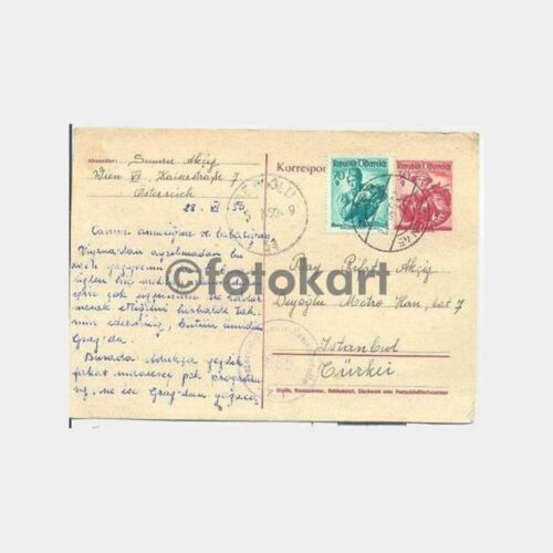 1950 Avusturya Viyana Damgalı Posta Kartı