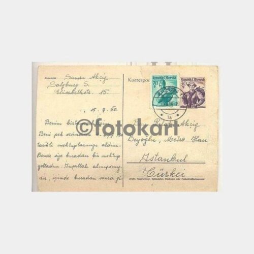 1950 Avusturya Salzburg Damgalı Posta Kartı