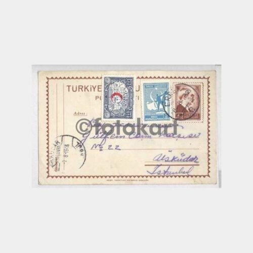 1946 Erdek Damgalı Posta Kartı