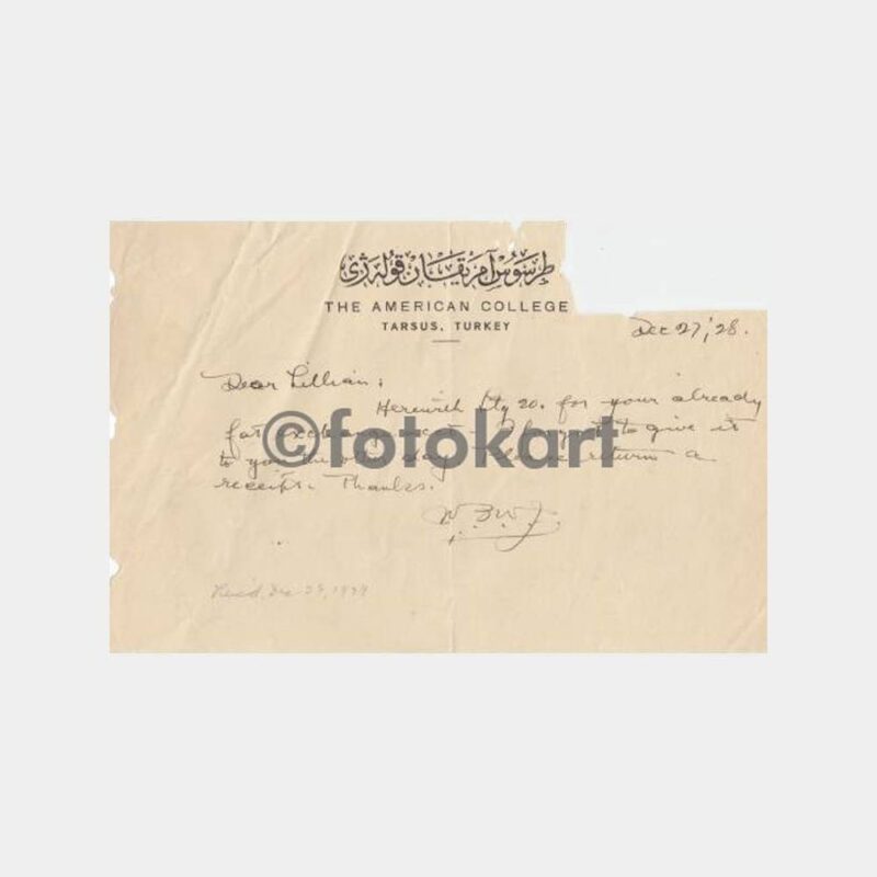 1928 Tarsus Amerikan Koleji Başlıklı Yazısı