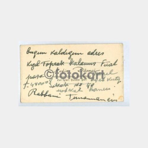 1958 Tekel İnhisarlar İdaresi Konulu Kartvizit