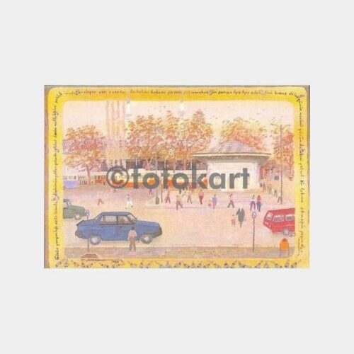 Üsküdar Meydanı ve Otobüsler Tablo Kartpostal