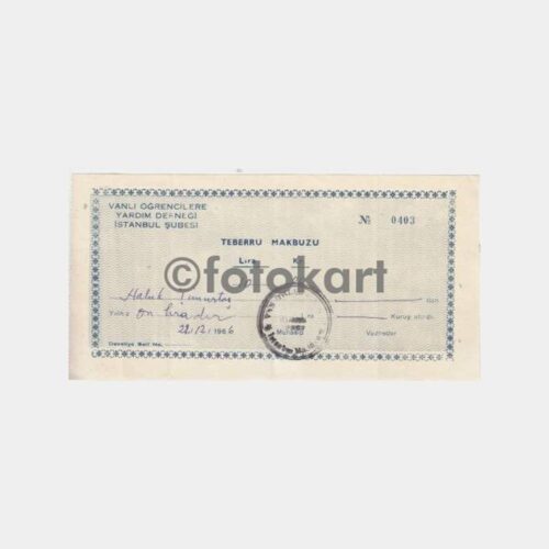 1966 Van Öğrenciler Yardım Derneği Teberrü