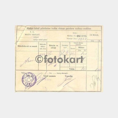 1940 Kazanç Vergisi Makbuzu