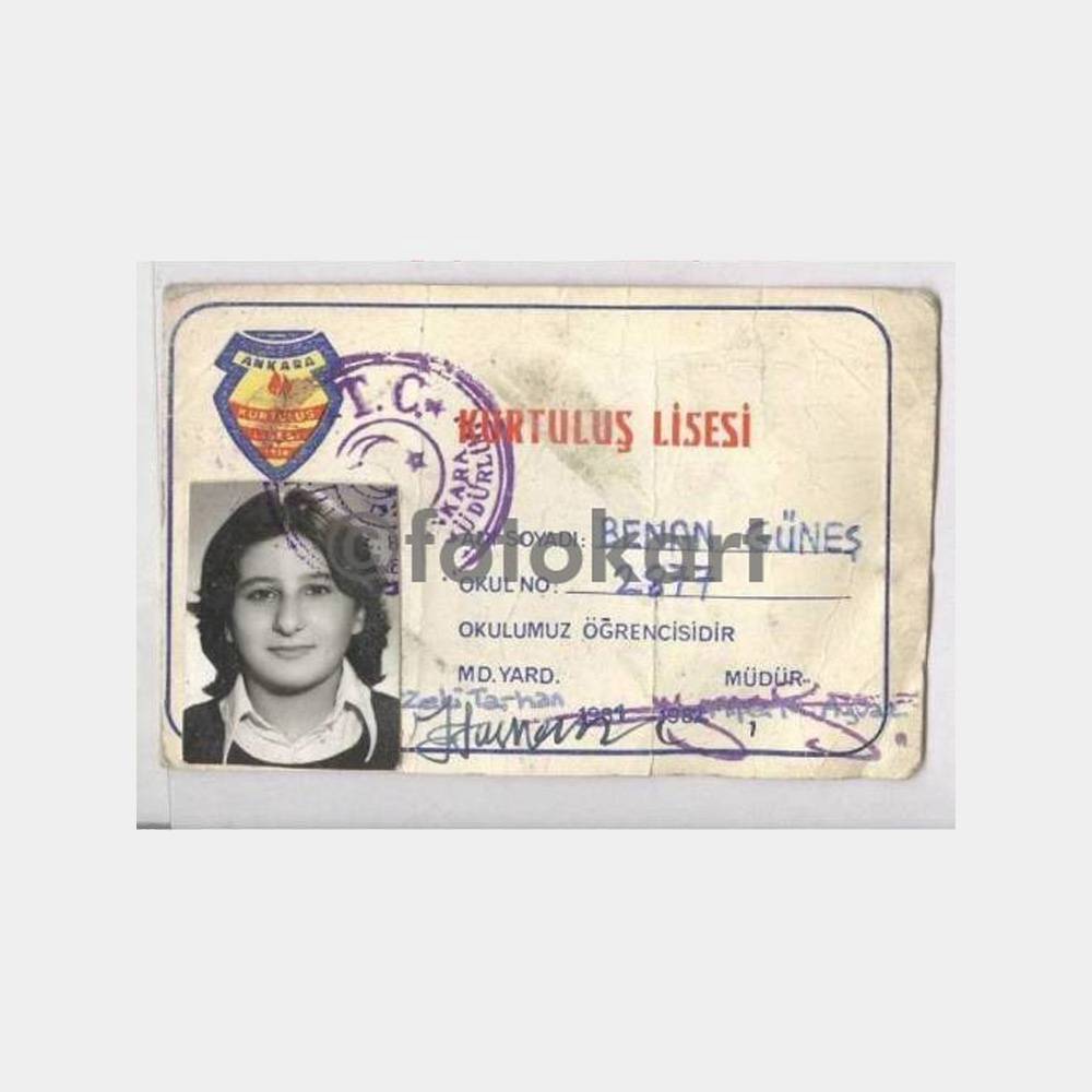 1982 Ankara Kurtuluş Lisesi Öğrenci Kimlik Kartı