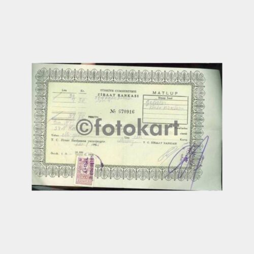 1961 Ziraat Bankası Ankara Merkez Şb. Makbuzu