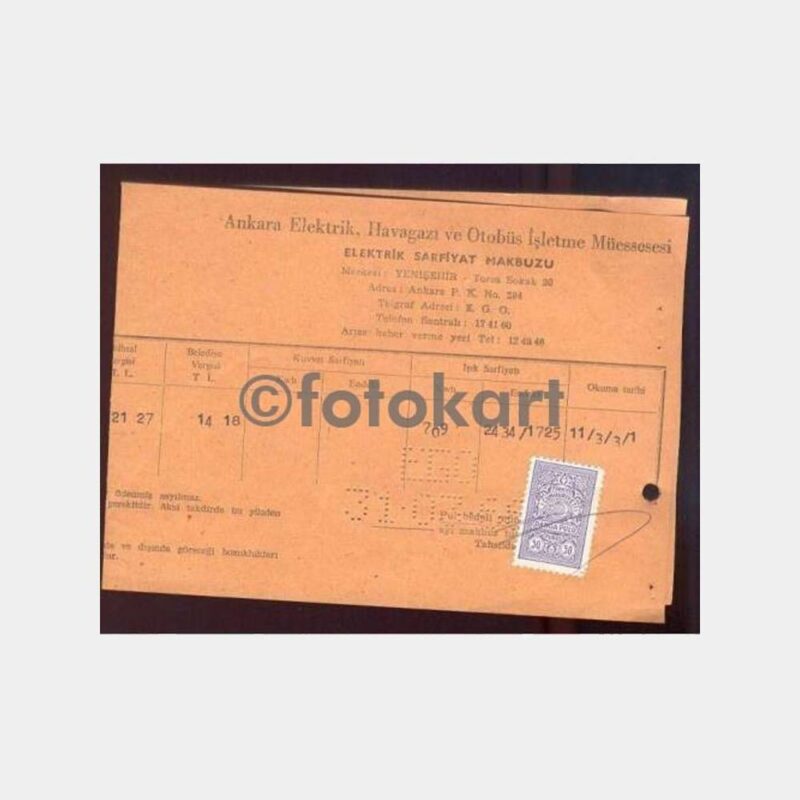 1966 Ankara Elektrik Makbuzu