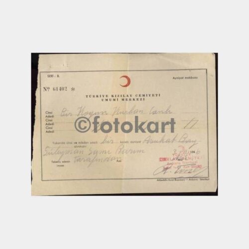 1946 Ankara Kızılay Kurban Bağış Makbuzu
