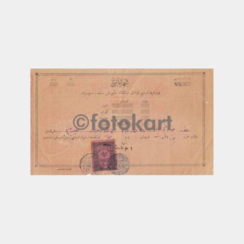 1920 Osmanlıca Pullu Damgalı Makbuz